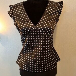 Gap Blouse Black with Pink Detail and Tie in Back